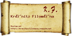 Kránitz Filoména névjegykártya
